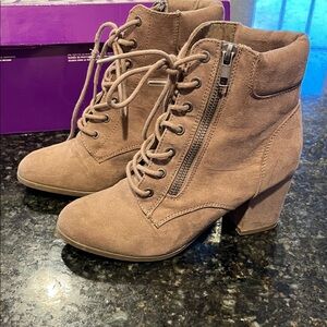 Madden Girl Lace-Up Boots - Tan